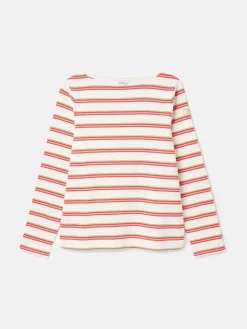 New Harbour Pink & Tan Striped Boat Neck Breton Top<Joules New