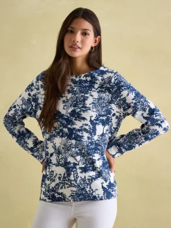 New Harbour Safari Blue Boat Neck Breton Top<Joules
