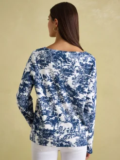 New Harbour Safari Blue Boat Neck Breton Top<Joules