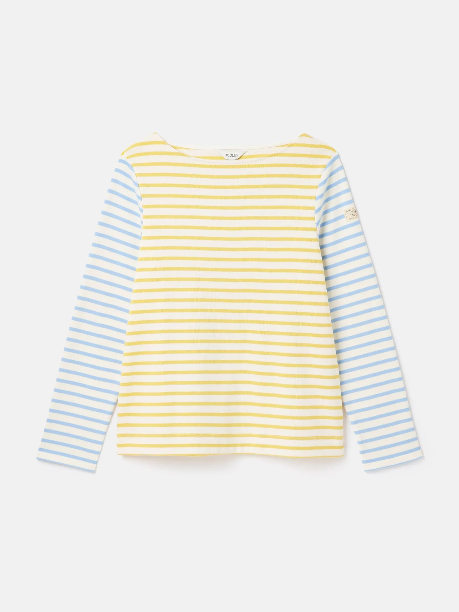 New Harbour Yellow & Blue Striped Boat Neck Breton Top<Joules Hot