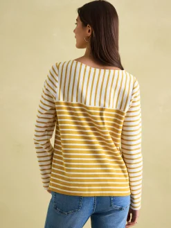 New Harbour Yellow/ Cream Boat Neck Breton Top<Joules Best