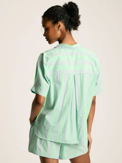 Olivia Blue & Green Striped Pyjama Set<Joules Discount