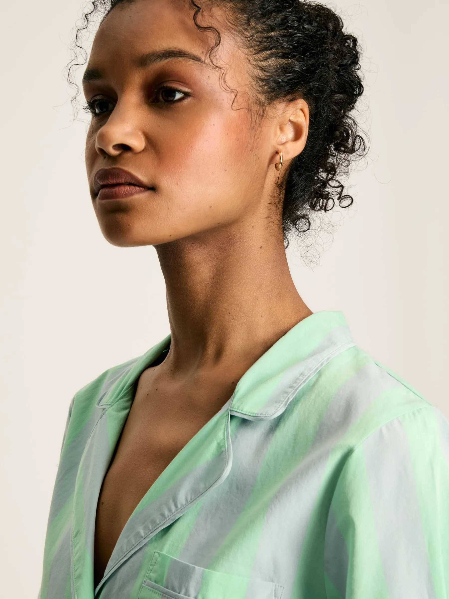 Olivia Blue & Green Striped Pyjama Set<Joules Discount