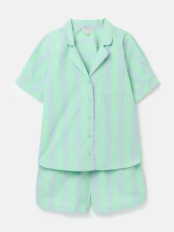 Olivia Blue & Green Striped Pyjama Set<Joules Discount