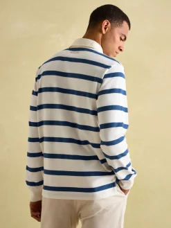 Onside Cream & Blue Striped Rugby Shirt<Joules Hot