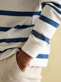 Onside Cream & Blue Striped Rugby Shirt<Joules Hot