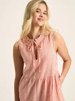 Ophelia Red & White Sleeveless Tiered Dress<Joules
