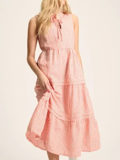 Ophelia Red & White Sleeveless Tiered Dress<Joules