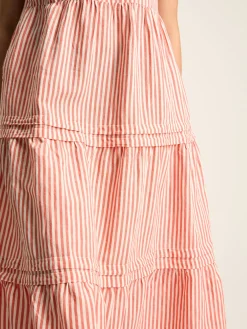 Ophelia Red & White Sleeveless Tiered Dress<Joules