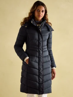 Pembury Navy Blue Showerproof Longline Padded Coat With Hood<Joules Sale