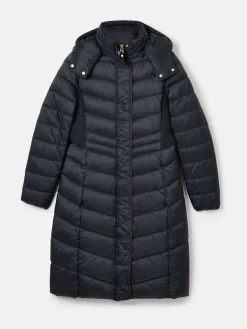 Pembury Navy Blue Showerproof Longline Padded Coat With Hood<Joules Sale