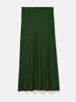 Penelope Green Paisley Satin Midi Skirt<Joules New