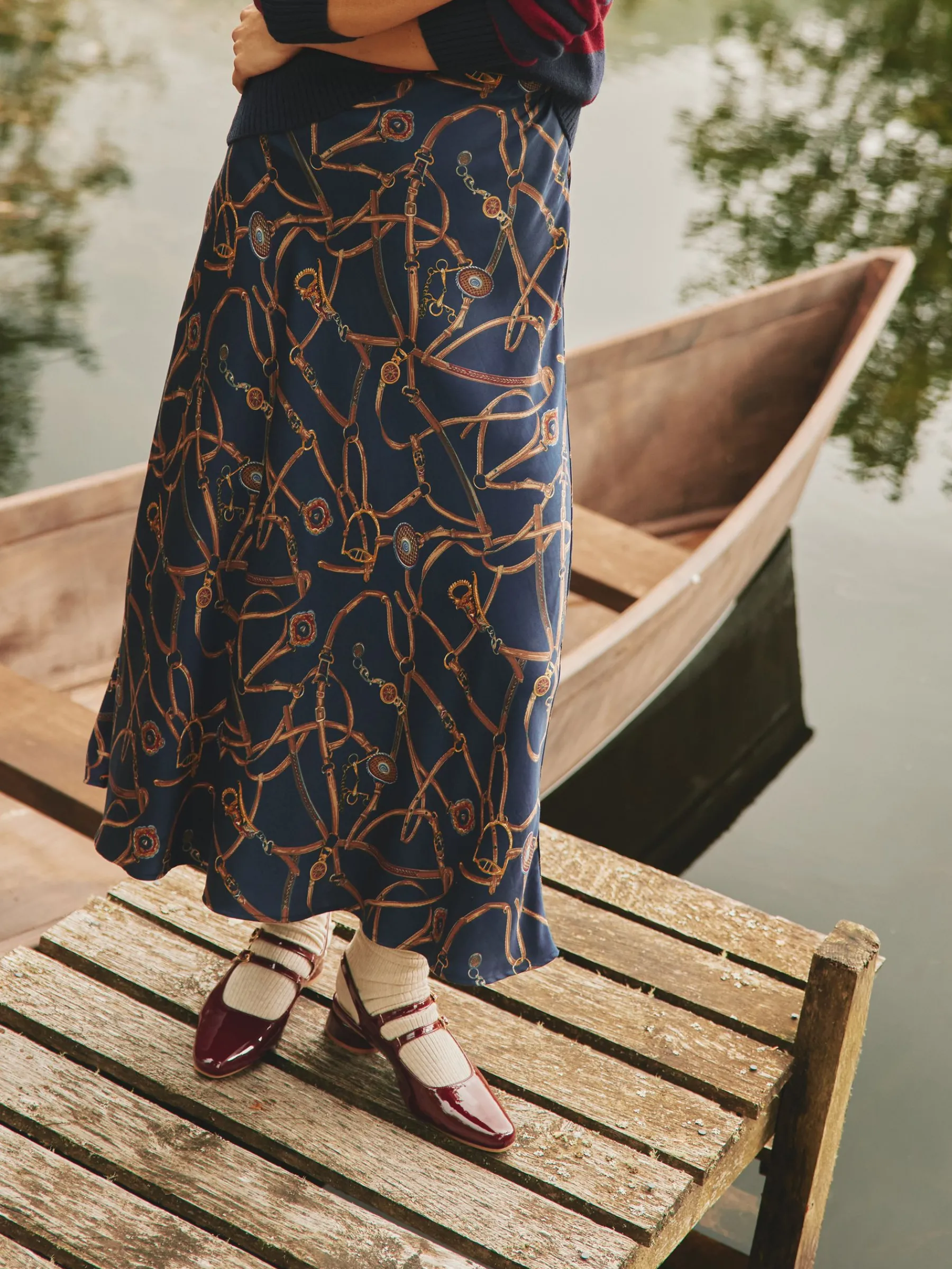 Penelope Satin Midi Skirt<Joules Outlet