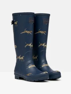 Printed Navy Blue Dog Print Adjustable Tall Wellies<Joules Online