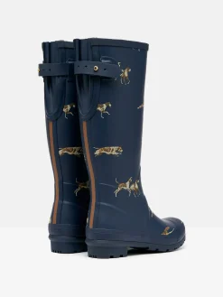 Printed Navy Blue Dog Print Adjustable Tall Wellies<Joules Online