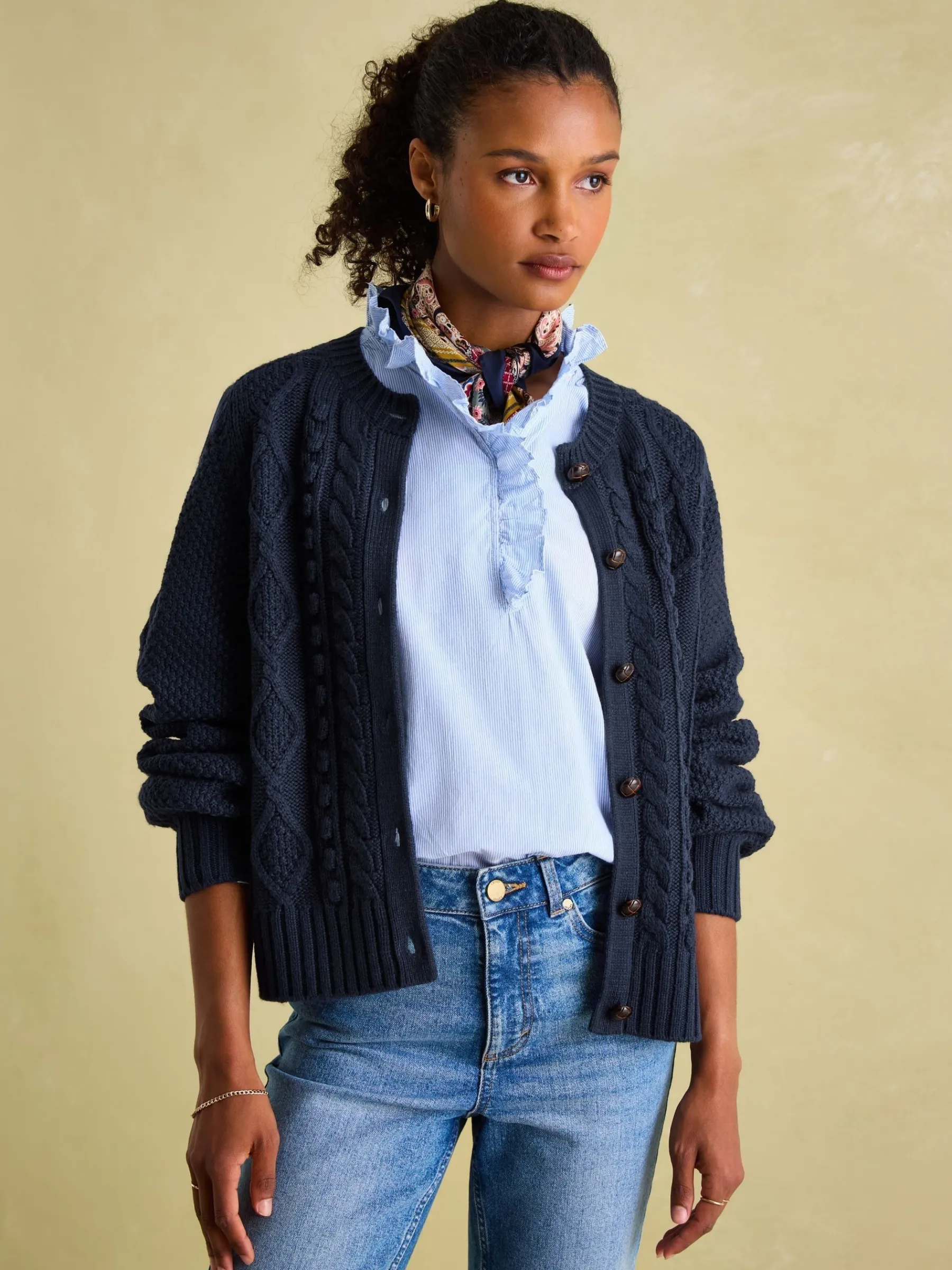 Rafferty Navy Blue Cable Knit Cardigan<Joules Sale