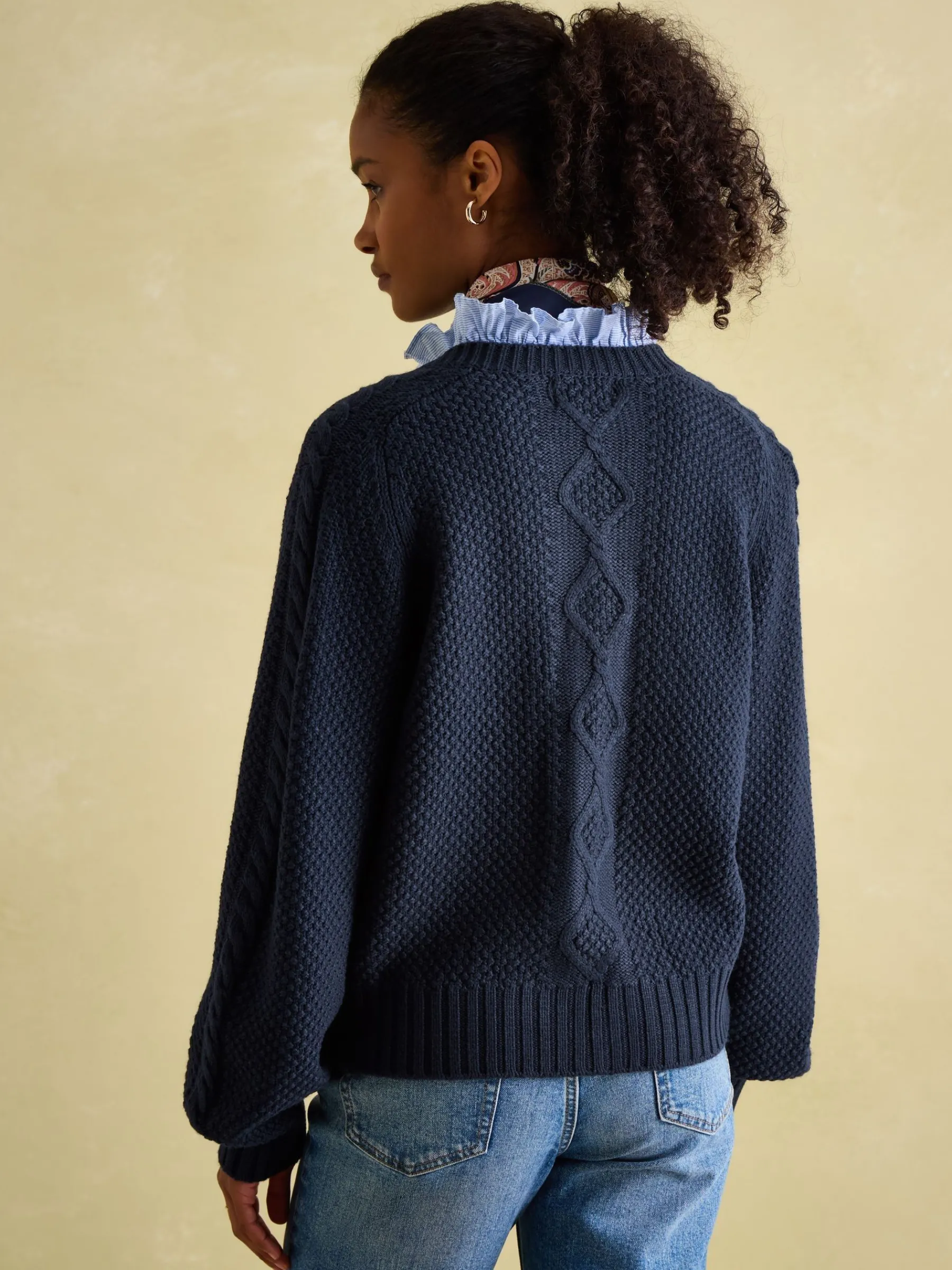 Rafferty Navy Blue Cable Knit Cardigan<Joules Sale