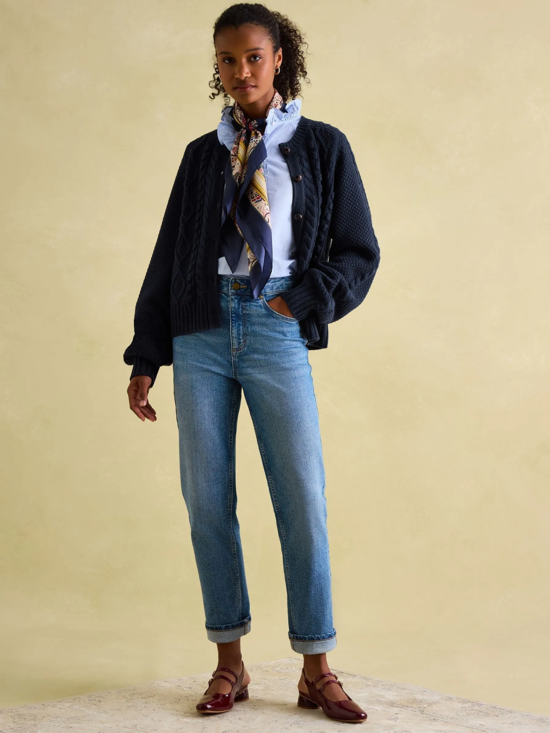 Rafferty Navy Blue Cable Knit Cardigan<Joules Sale