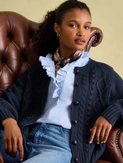 Rafferty Navy Blue Cable Knit Cardigan<Joules Sale
