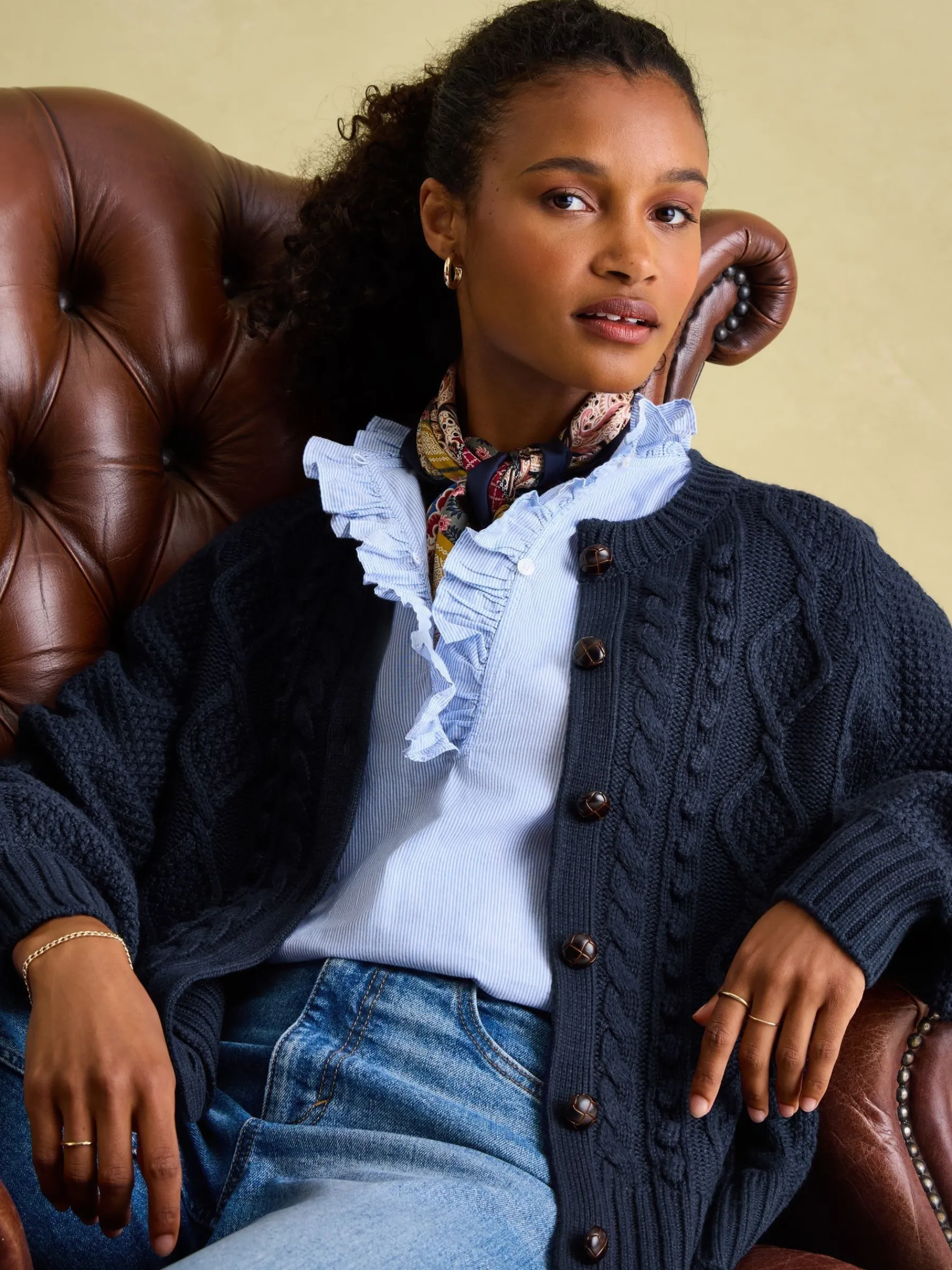Rafferty Navy Blue Cable Knit Cardigan<Joules Sale