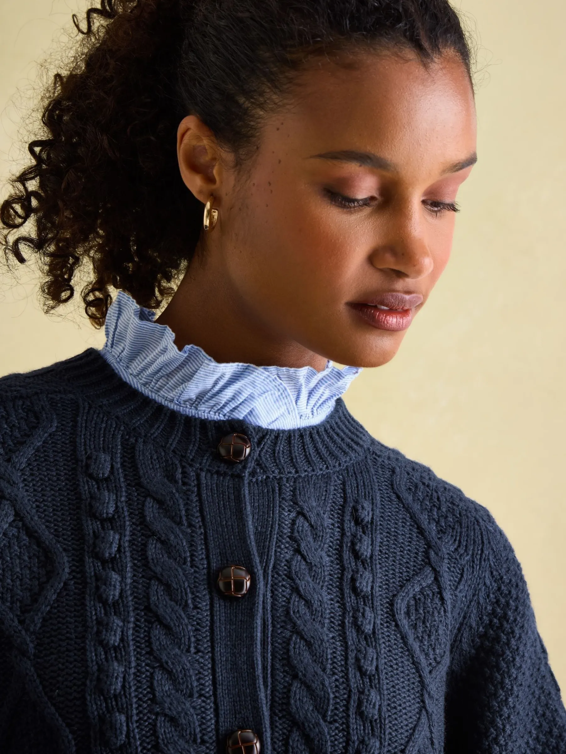Rafferty Navy Blue Cable Knit Cardigan<Joules Sale
