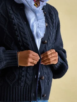 Rafferty Navy Blue Cable Knit Cardigan<Joules Sale