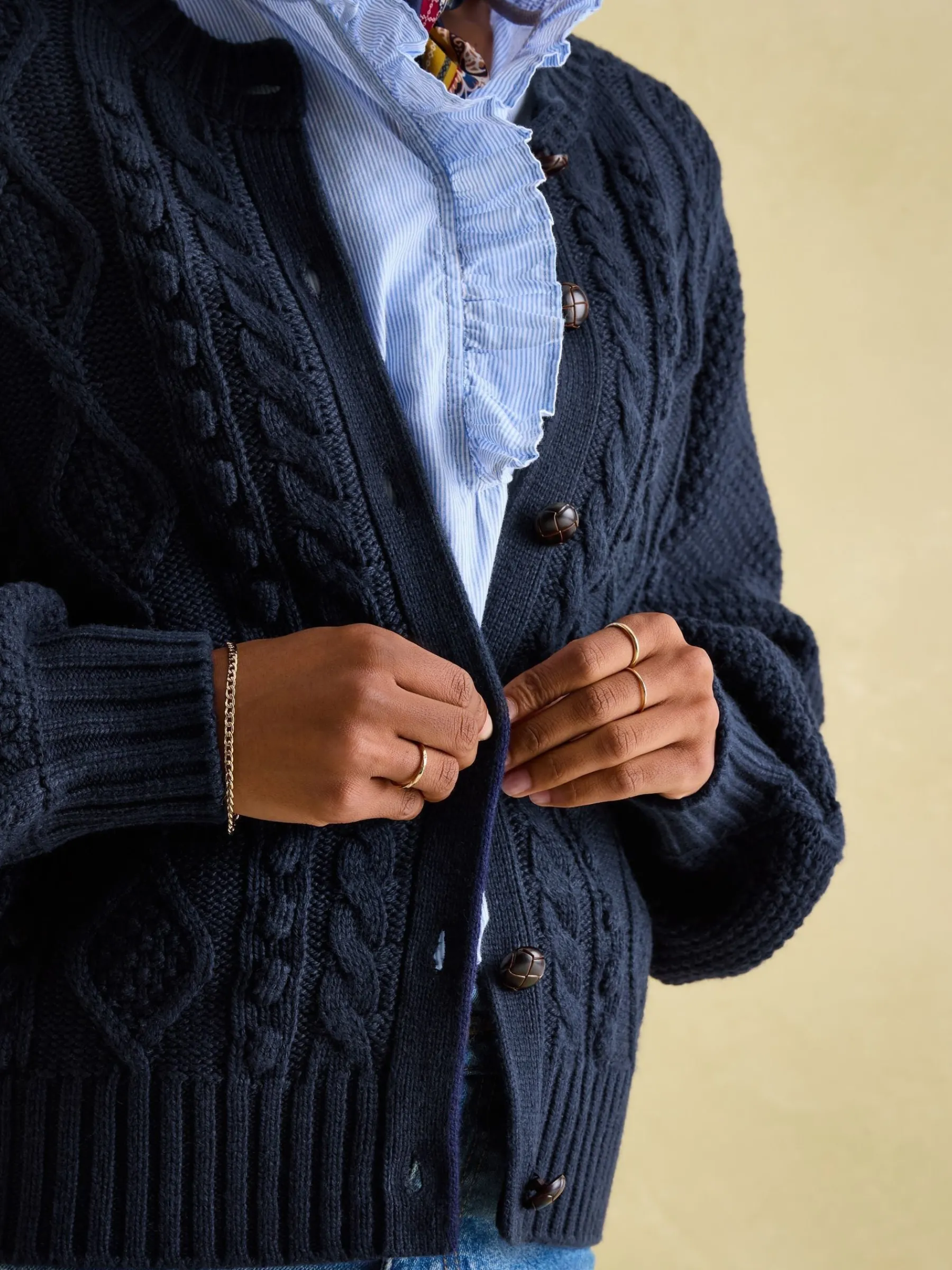 Rafferty Navy Blue Cable Knit Cardigan<Joules Sale