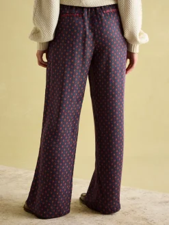 Red & Navy Satin Wide Leg Trousers<Joules Clearance