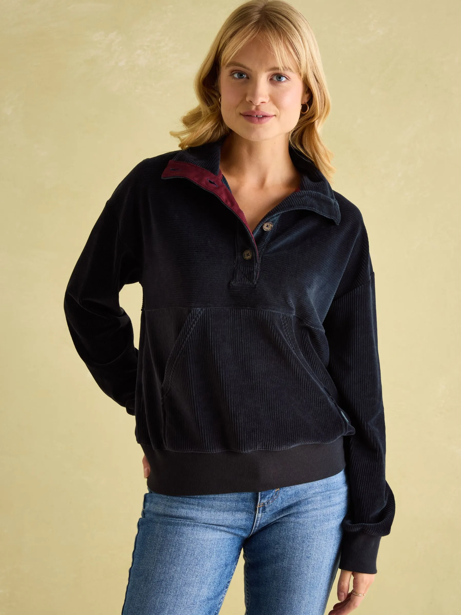Renee Navy Blue Corduroy Sweatshirt<Joules