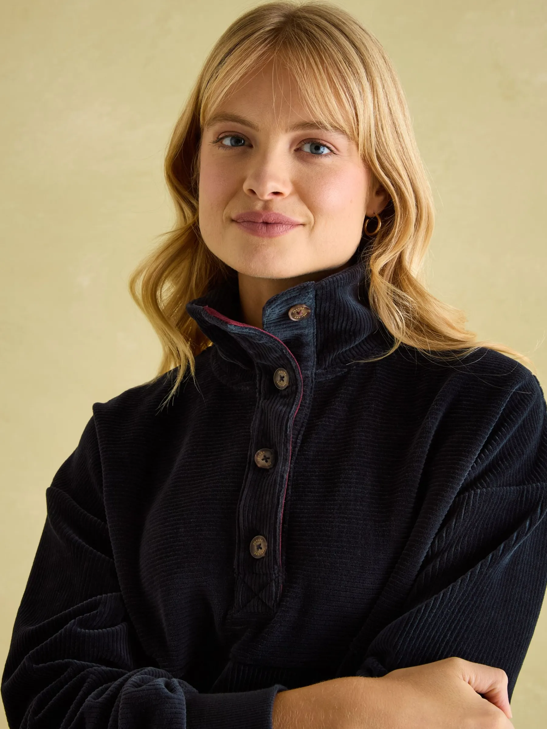 Renee Navy Blue Corduroy Sweatshirt<Joules