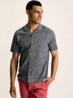 Revere Blue Floral Printed Short Sleeve Shirt<Joules Outlet