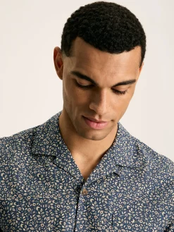 Revere Blue Floral Printed Short Sleeve Shirt<Joules Outlet