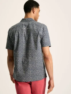 Revere Blue Floral Printed Short Sleeve Shirt<Joules Outlet