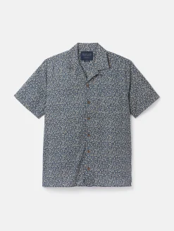 Revere Blue Floral Printed Short Sleeve Shirt<Joules Outlet