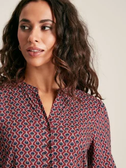 Robyn Burgundy Red Balloon Sleeve Midi Dress<Joules Sale