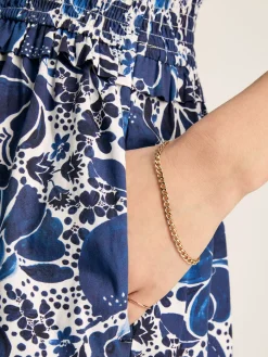 Rosalie Blue & White V-Neck Frill Dress<Joules Online