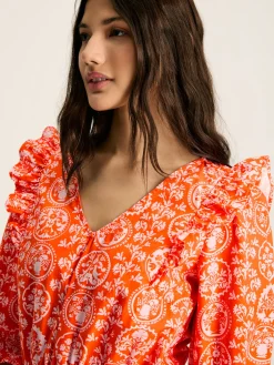 Rosalie V-Neck Frill Dress<Joules Sale