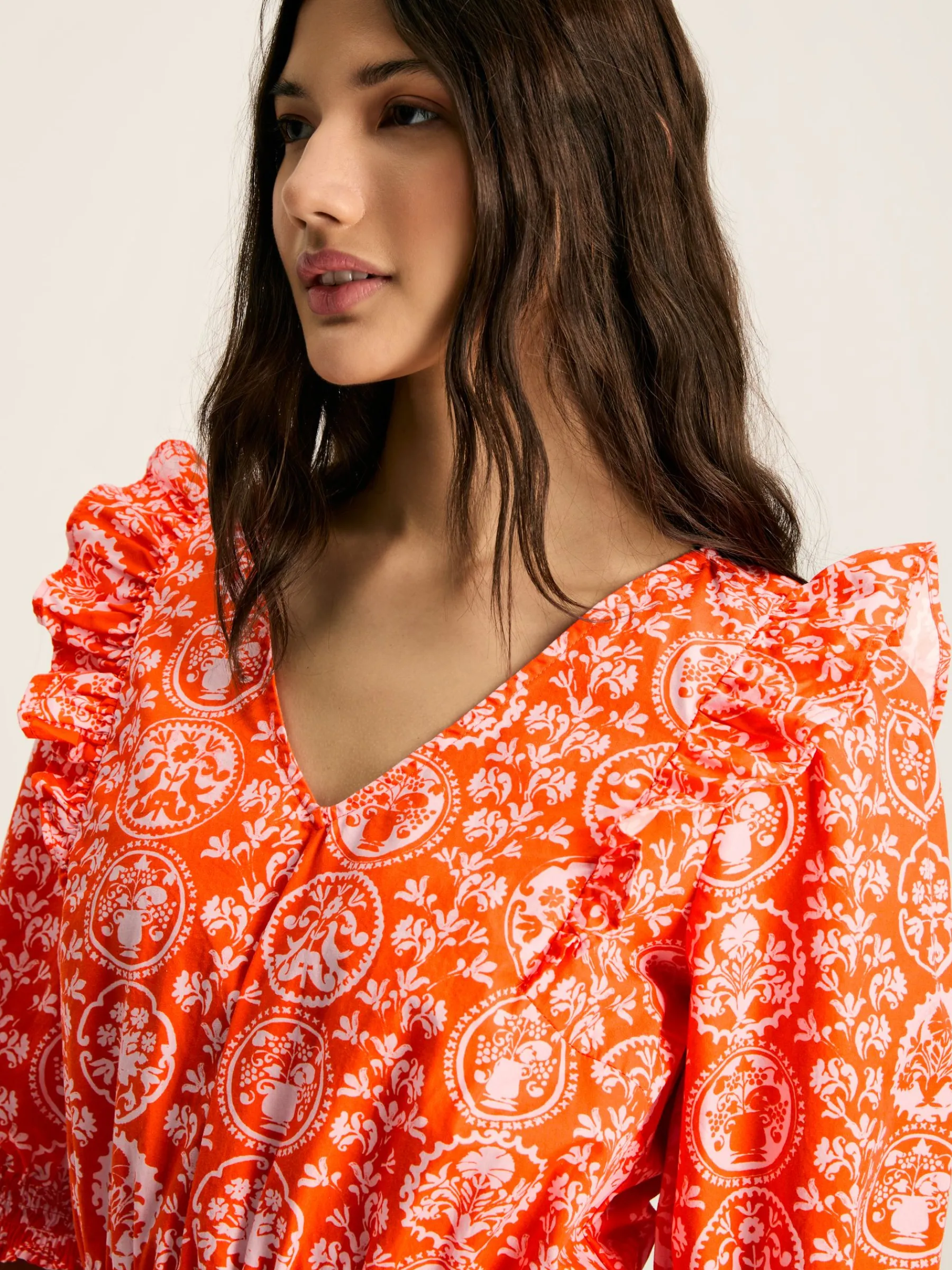 Rosalie V-Neck Frill Dress<Joules Sale