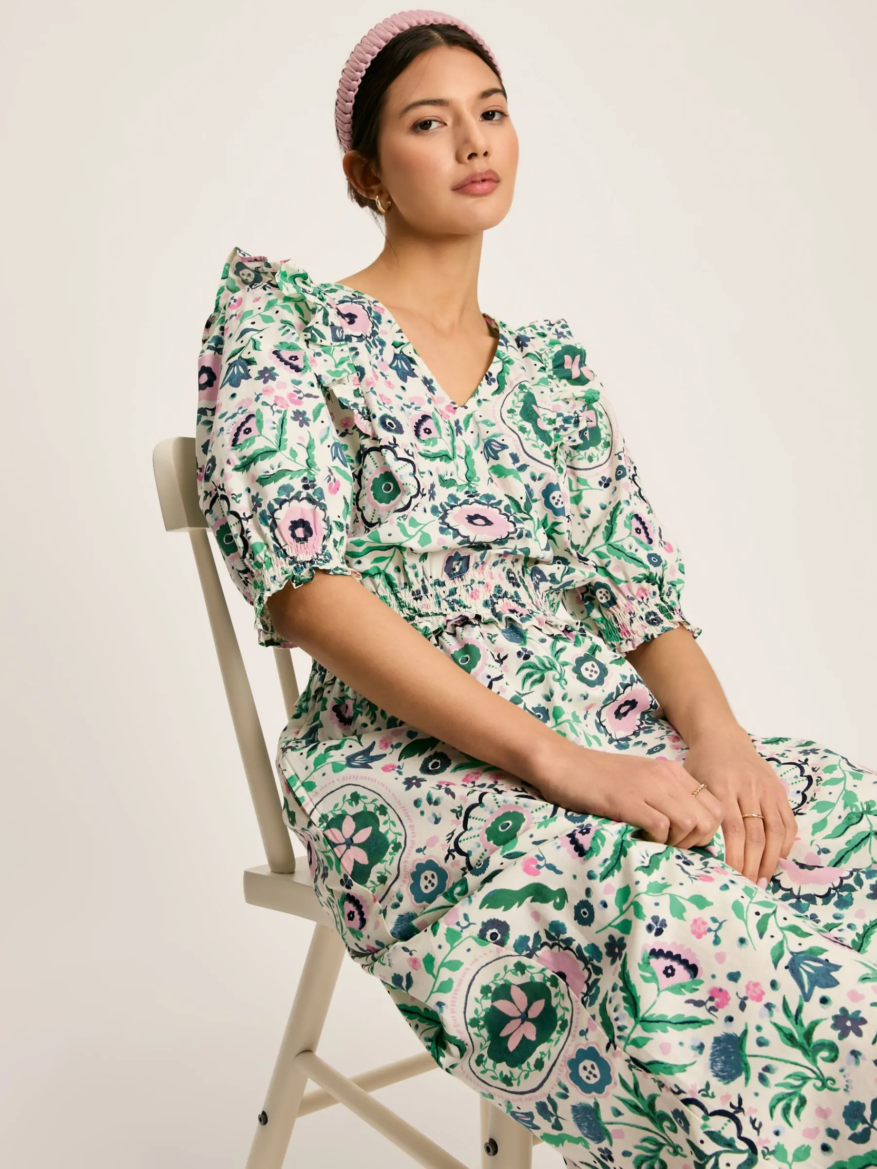 Rosalie V-Neck Frill Dress<Joules Clearance