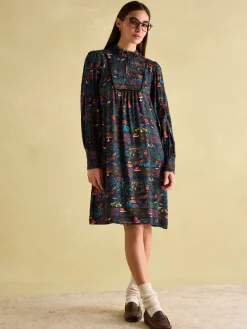Rosette Printed Dress with Pie Crust Neck<Joules Online