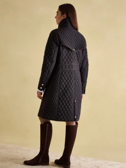 Rosewell Showerproof Longline Diamond Quilted Coat<Joules