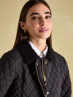 Rosewell Showerproof Longline Diamond Quilted Coat<Joules