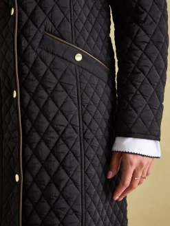Rosewell Showerproof Longline Diamond Quilted Coat<Joules