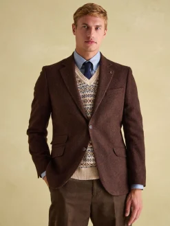 Rust Brown Slim Fit Herringbone Blazer<Joules New