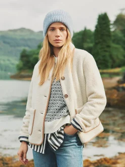 Sadie Button Down Fleece Jacket<Joules Clearance