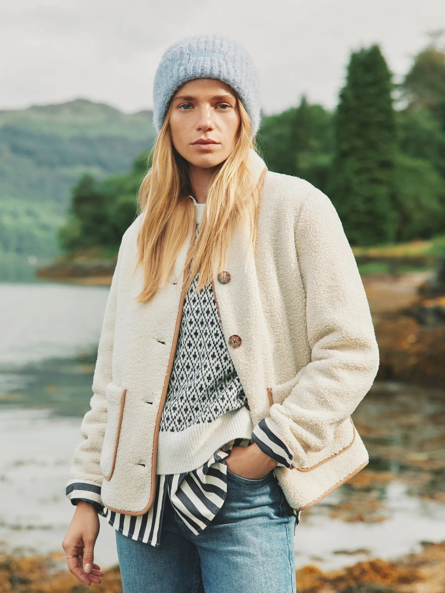 Sadie Button Down Fleece Jacket<Joules Clearance