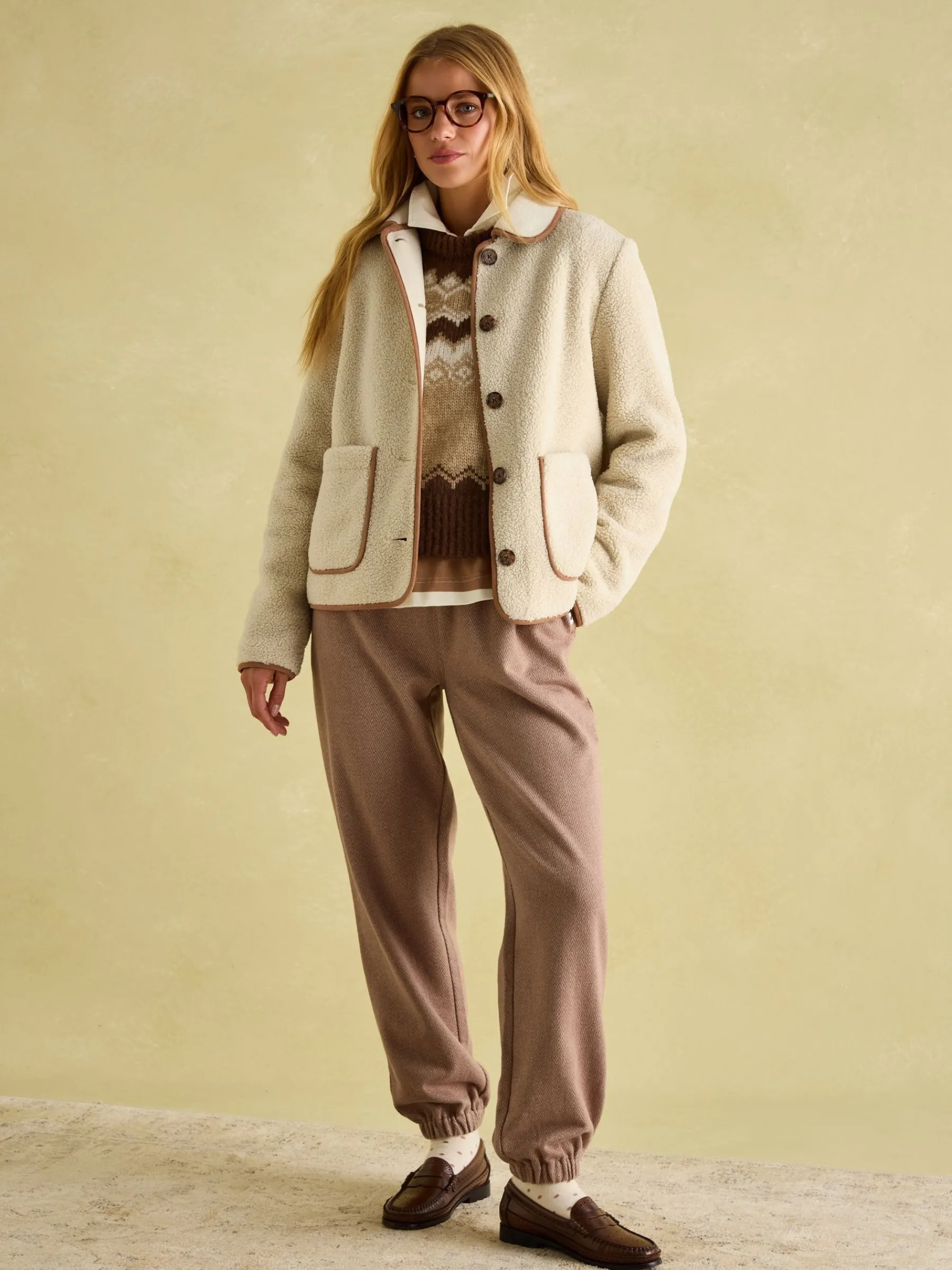 Sadie Button Down Fleece Jacket<Joules Clearance