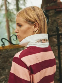 Sammie Pink & Red Striped Heavyweight Cotton Rugby Shirt<Joules Sale