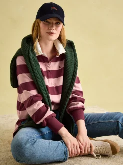 Sammie Pink & Red Striped Heavyweight Cotton Rugby Shirt<Joules Sale