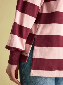 Sammie Pink & Red Striped Heavyweight Cotton Rugby Shirt<Joules Sale